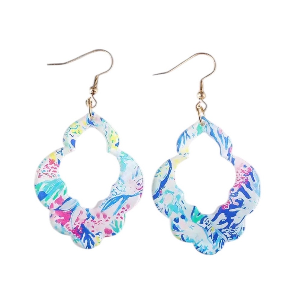 Blue Tropical Drop Earrings - Picture 1 of 2